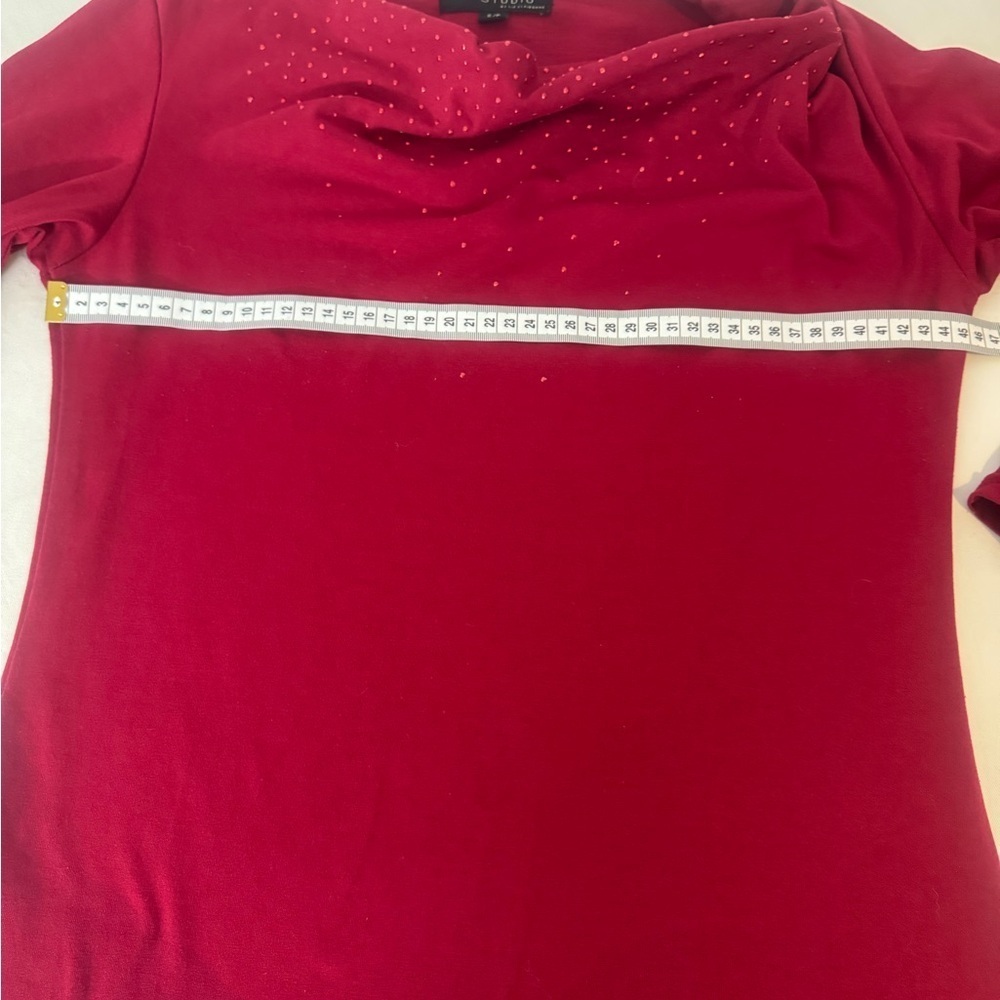 Studio By Liz Claiborne Red Women's Top Long Sleeve Cowl Neck Size S/P - Picture 10 of 10